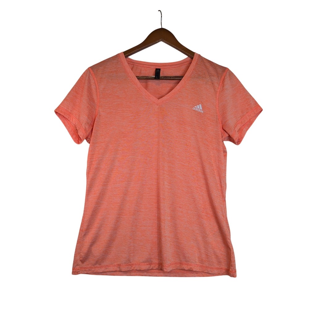 Adidas Golf Womens Lg V-Neck T-Shirt Coral Orange Heathered